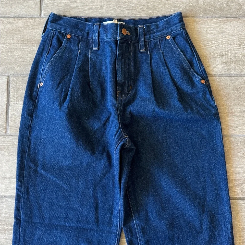 Madewell Baggy Straight Dark Wash Trouser Style Jeans in Woodham Wash Size: 26